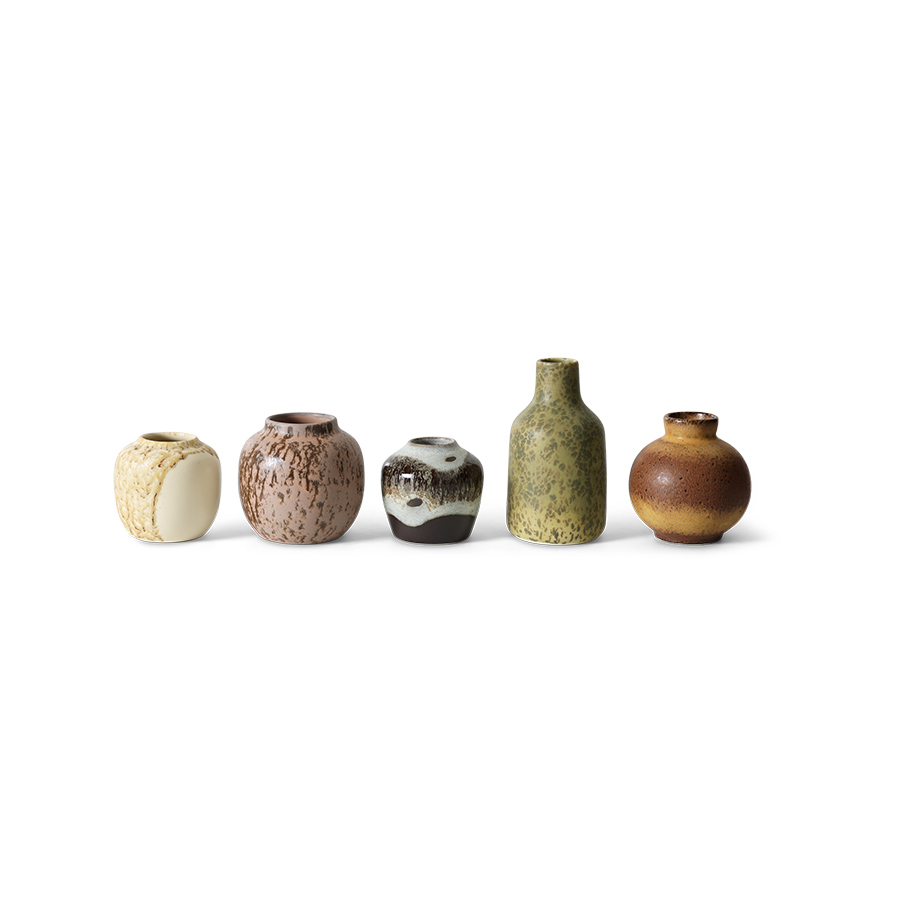 70s ceramics: small vases, pursuit (set of 5) | HKLIVING