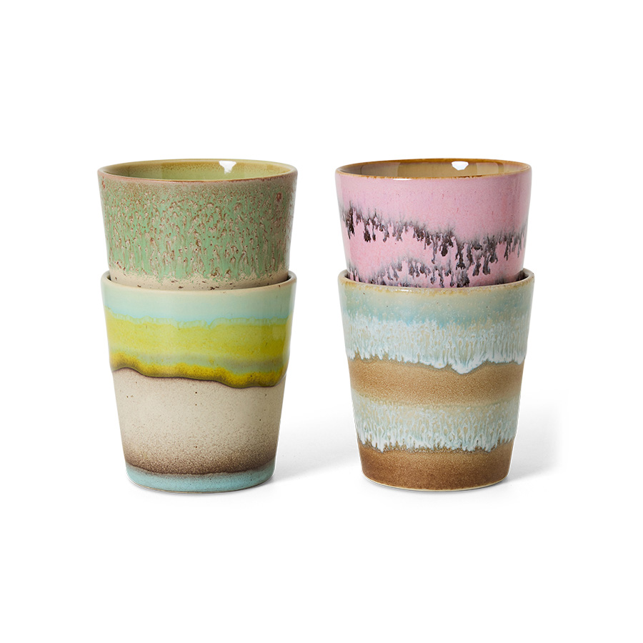 70s ceramics: coffee mugs, pop art (set of 4) | HKLIVING