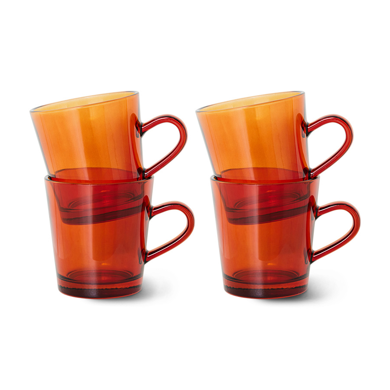 70s glassware: coffee cups amber brown (set of 4) | HKLIVING