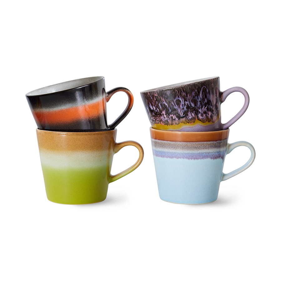 70s ceramics: cappuccino mugs, solid (set of 4) | HKLIVING
