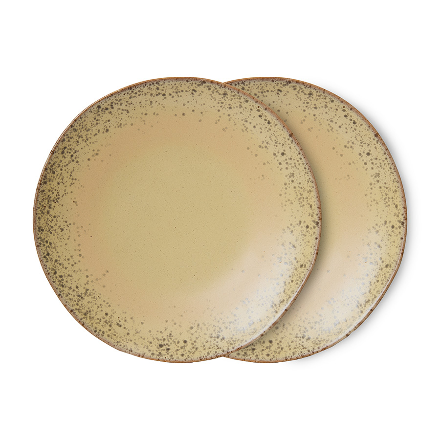 70s ceramics: dinner plates, grit (set of 2) | HKLIVING