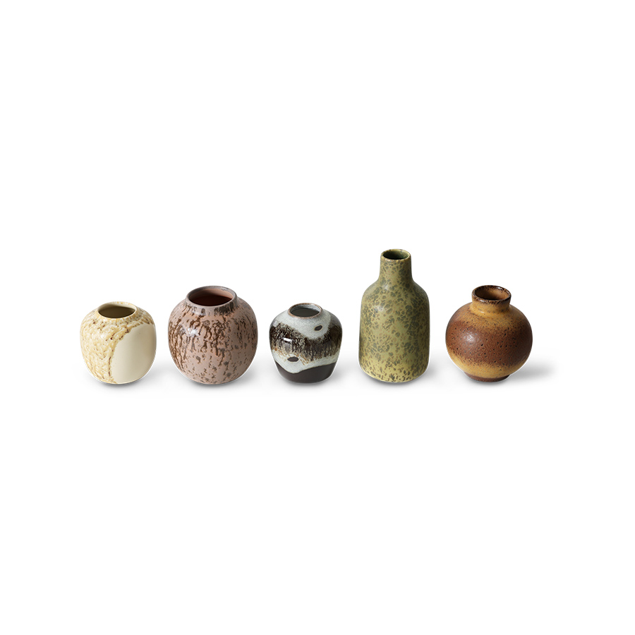 70s ceramics: small vases, pursuit (set of 5) | HKLIVING