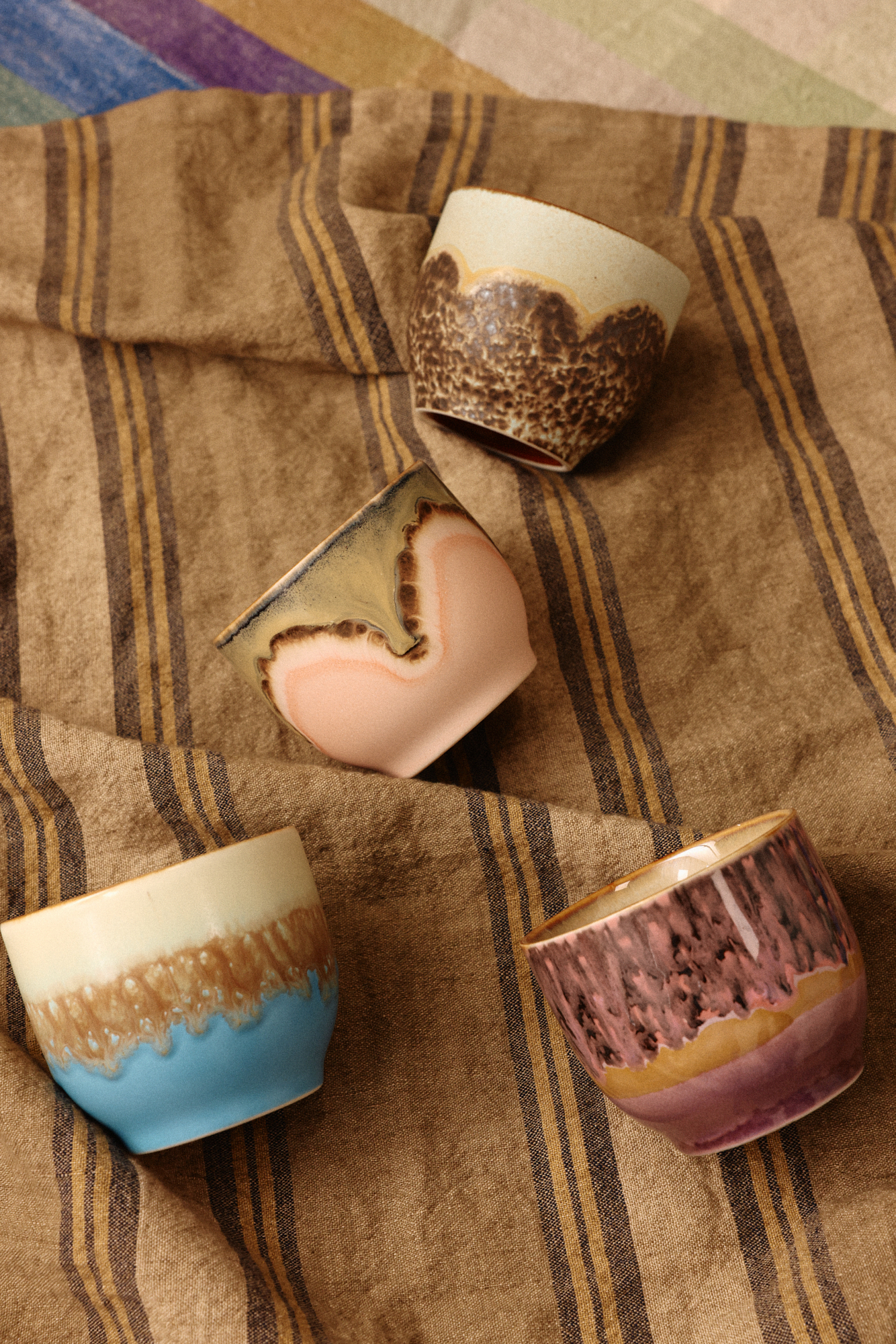 70sヴィンテージ真鍮製ワインカップゴブリン4個セット 70s ceramics: café cups lagoon (set of 4) | HKLIVING