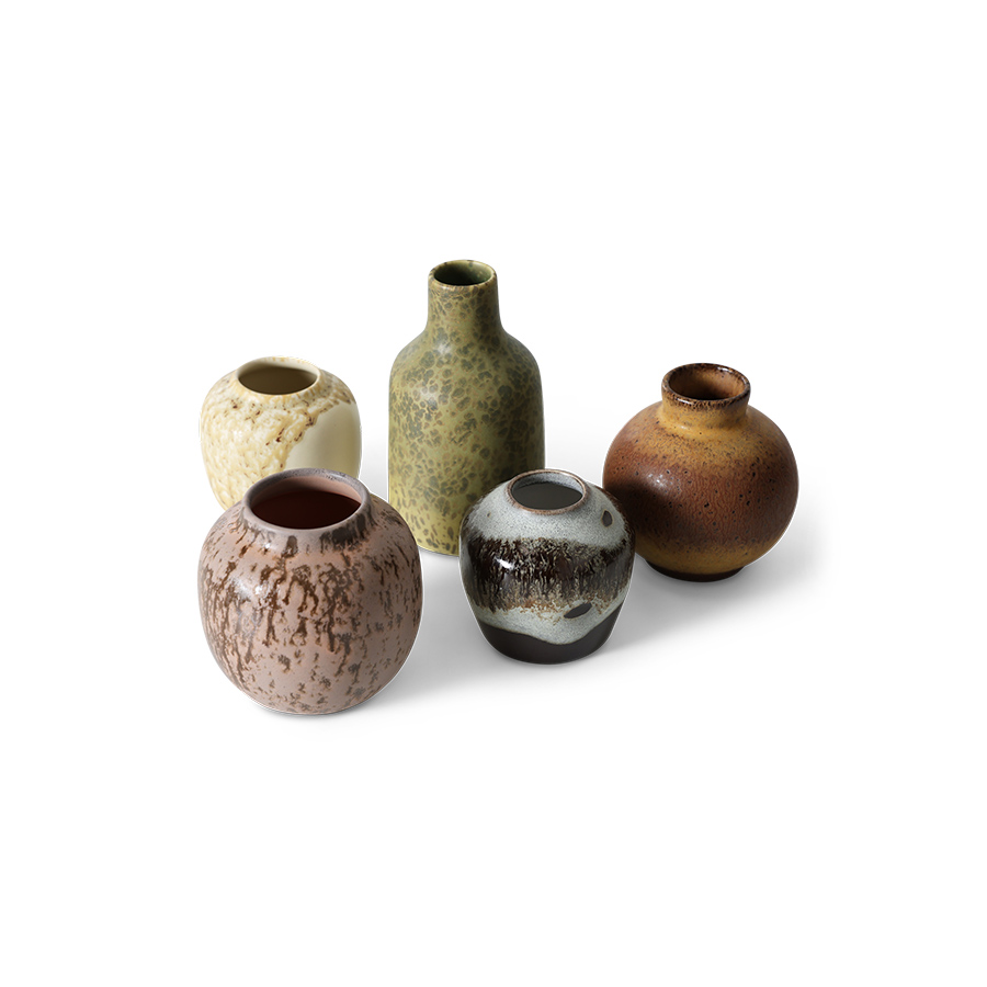 70s ceramics: small vases, pursuit (set of 5) | HKLIVING
