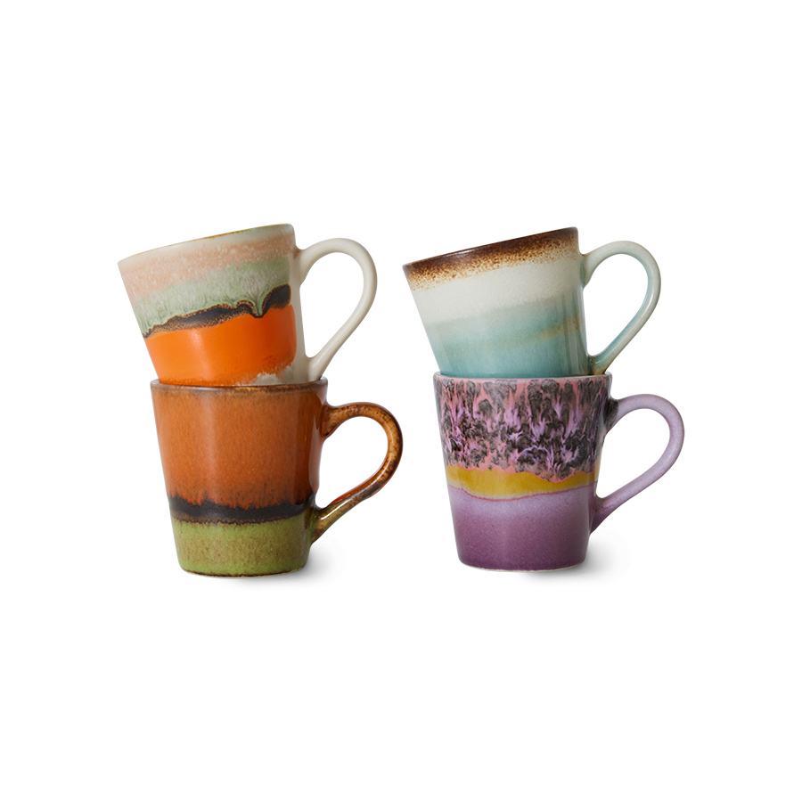70s ceramics: espresso mugs, retro (set of 4) | HKLIVING