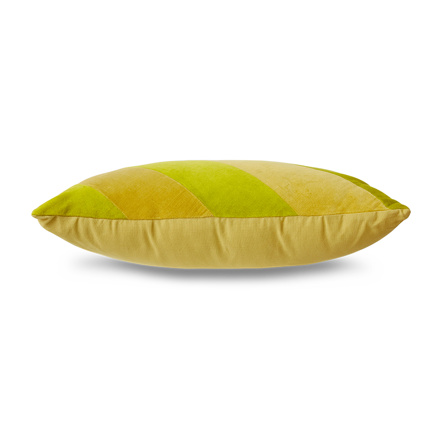 Striped velvet cushion yellow/green (40x60) | HKLIVING