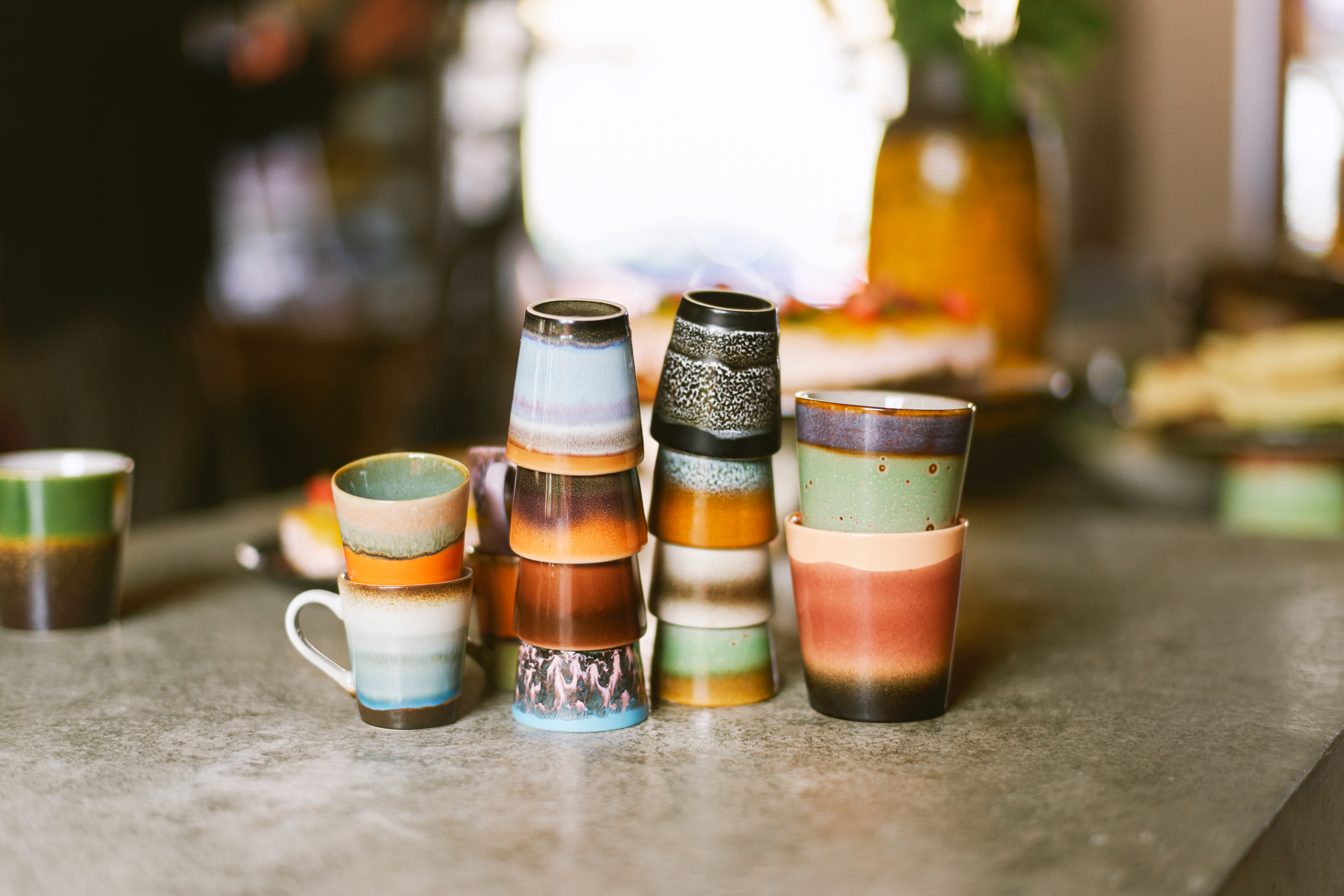 70s ceramics: ristretto mugs, solar (set of 4) | HKLIVING