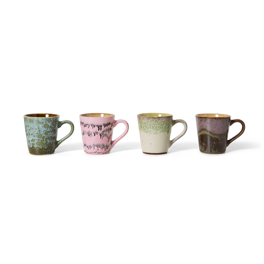 70s ceramics: espresso mugs, brutalism (set of 4) | HKLIVING