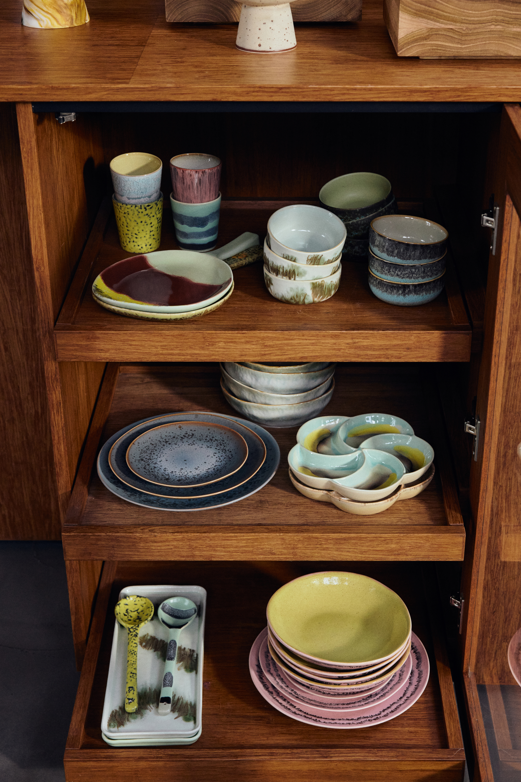 70s ceramics: dinner plates, mineral (set of 2) | HKLIVING